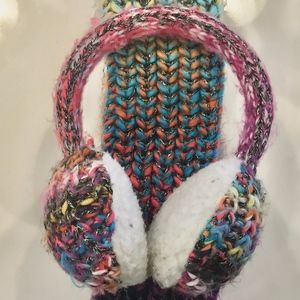 Cute Girls Rainbow Infinity Scarf and Earmuffs